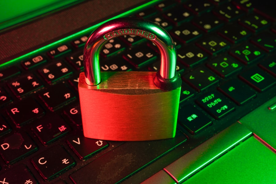 Hardened padlock on a laptop keyboard representing zero-trust access control